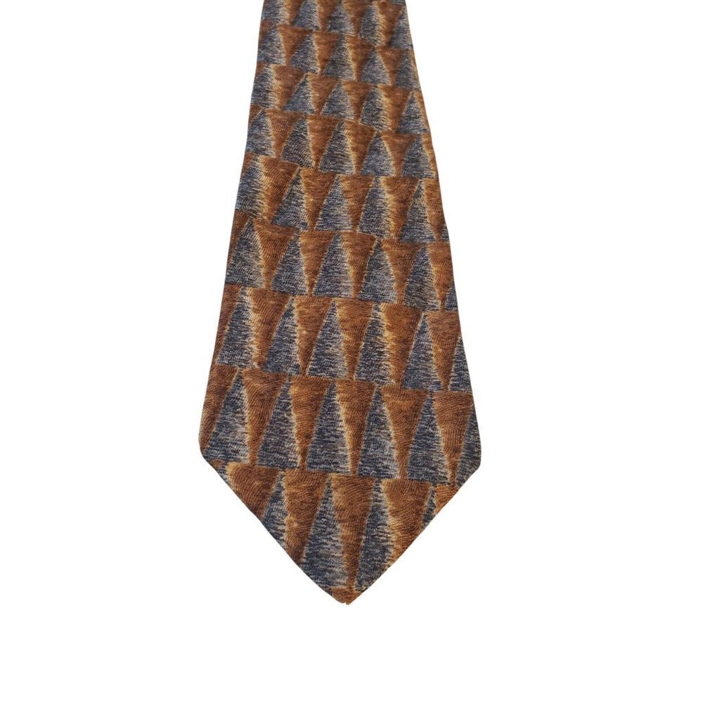 J Garcia Collectors Edition Neck Tie Mens‎ Brown Gray Trees Geometric Silk